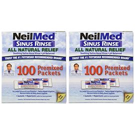 NeilMed Sinus Rinse 100 Salt Premixed Packets for Allergies & Sinus (Pack  of 2)