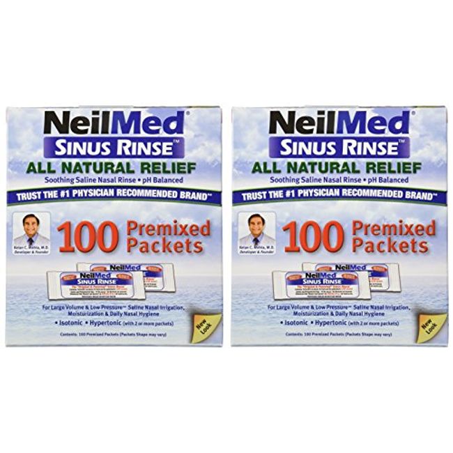 NeilMed Sinus Rinse All Natural Soothing Saline Nasal Rinse Premixed  Packets, 50 count