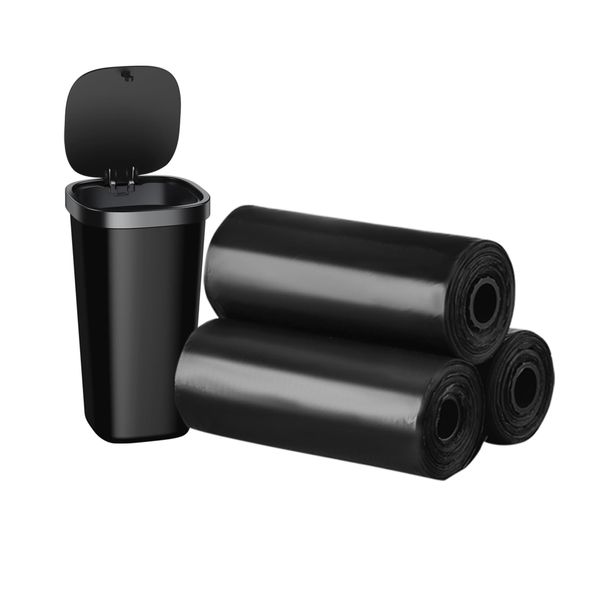 OATSBASF Mini Garbage Bags, Plastic Bags, 3 Rolls, 45 Pieces, Replacement Garbage Bags for Car Trash Cans, Disposable Garbage Bags (Black 45 Pieces)