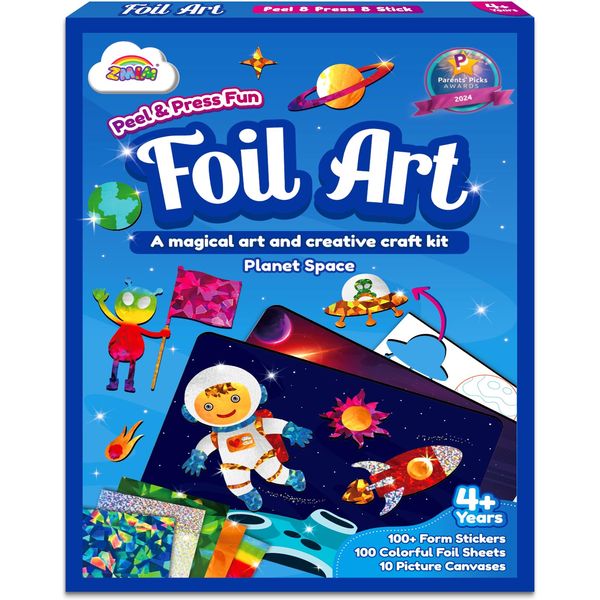 ZMLM Arts & Crafts Kit for Kids: Foil Art Planet Space Gift for 4 5 6 7 8 9 Year Old Girls Mess Free Art Craft Supplies for Kid Activity Kits Travel Toys Birthday Halloween Christmas Gifts