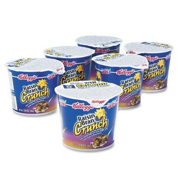 Kelloggs : Breakfast Cereal, Raisin Bran Crunch, Single-Serve 2.8oz Cup, 6 Cups/Box -:- Sold as 2 Packs of - 6 - / - Total of 12 Each