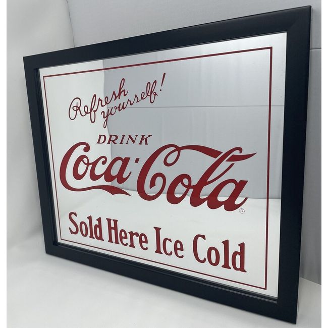 New Wall Decor Coca-Cola Coke Screen Printed Logo Mirror Hanging Bar Accent