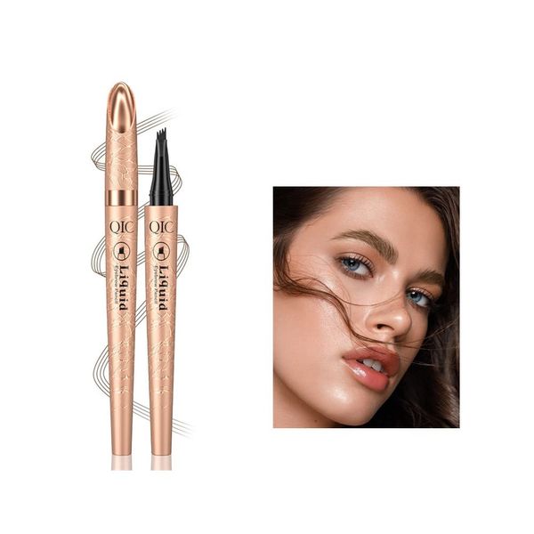 4 Claw Liquid Eyebrow Pencil, Wasserfester Tattoo Augenbrauenstift, Professioneller Makeup Augenbrauenstift, Natürliche wilde Augenbraue (01#Helles Curry)