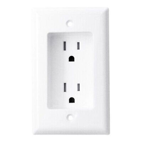 Construct Pro Single Gang Recessed Dual Power Outlet (White, ETL Listed)