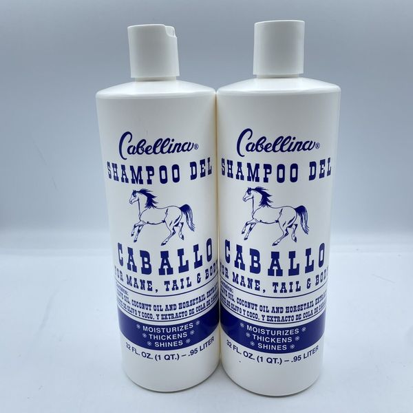 2 Pck CABELLINA SHAMPOO DEL CABALLO HORSE 32 FL OZ ALL HAIR TYPES