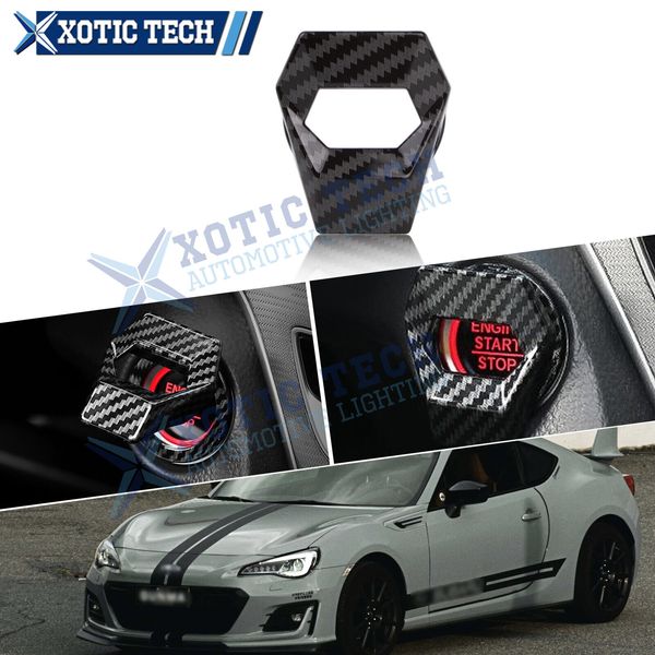 Alloy Engine Start Push Button Switch Trim Carbon Fiber Black Cover For Mazda