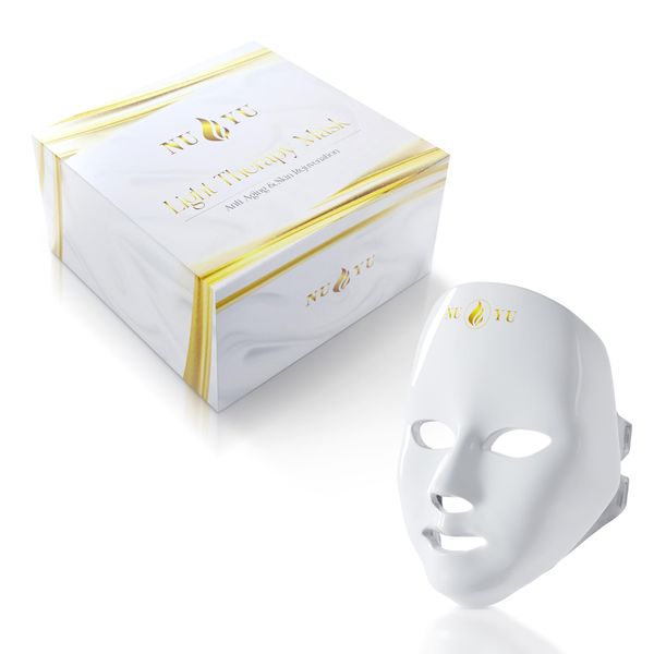 NUYU LED Mask Light Therapy - 7 Color Non-Heated Wireless LED Face Mask Light Therapy Device for Age Defying, Wrinkles, Breakouts, Pigmentation - Blue Red Light Therapy Mask for Face Skincare at Home