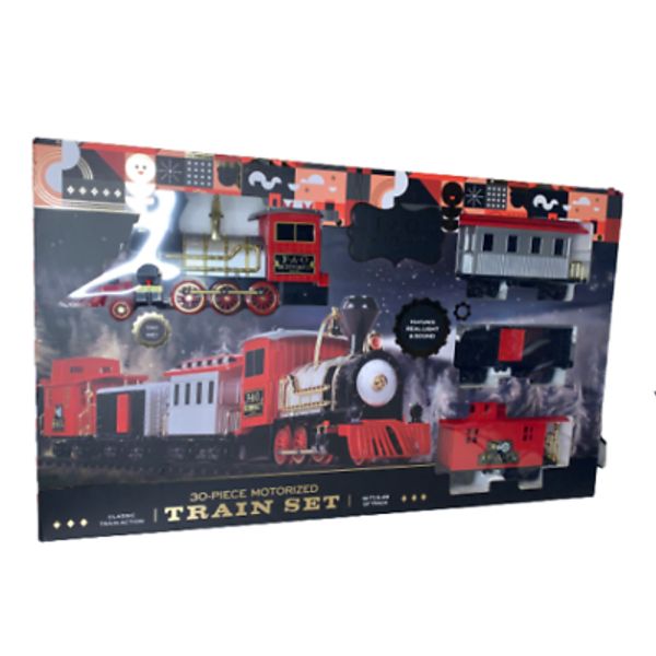 FAO Schwarz Motorized Train Set 30 Piece Christmas Real Light Sounds New