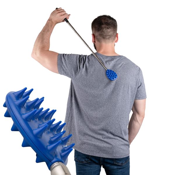 Cactus Scratcher Big XL Back Scratcher for Men, Women & Kids, Double Side Itch Reliever for Back, Head and Body, Compact Back Scratcher Extendable to 29 Inches - Blue