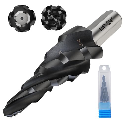 1/4 to 3/4 Inch Step Drill Bit for Metal, Drill Bits for Hardened Steel, M2 High Speed Steel Hole Drill Bit for Extra Thick Material/Panel/Plate, Stainless Steel, Plastic, Copper, Aluminum, Wood