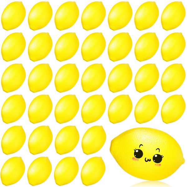 36 Pcs Lemon Toys Lemon Relieve Stress Ball Party Favors Pu Foam Quick Rising Fruit Stress Relieve Toys for School Home Small Party Bag Fillers