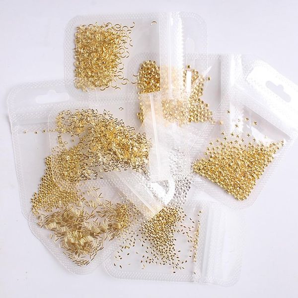 3 bags random about 200-450 capsules/bag gold silver nail parts nail decoration nail decoration gel nail art mix size