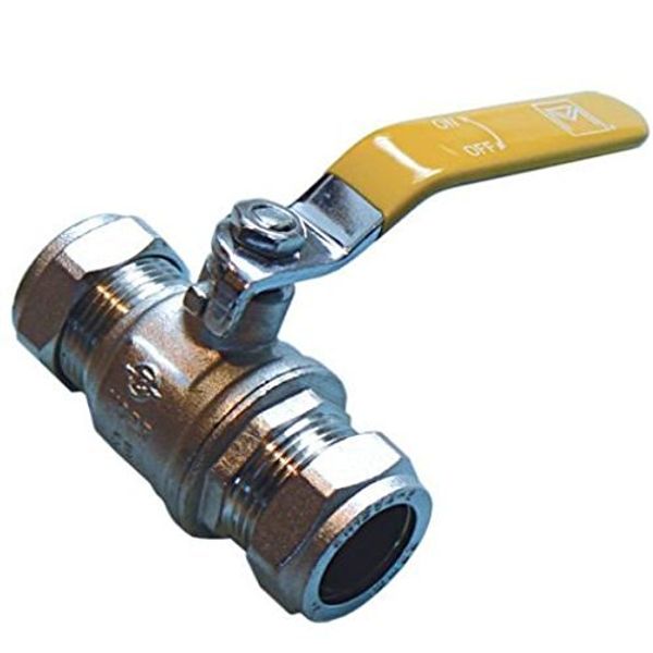 22mm Lever Ball Valve - Yellow Handle