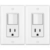 2 Pack Ten Combination Wall Light Switch And Decor Outlet Single Pole Rocker