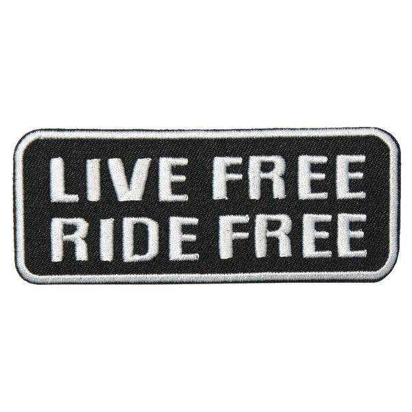 Embroidered Iron Patch Applique Patch [LIVE FREE RIDE FREE] (White Let’s Ride Freely)