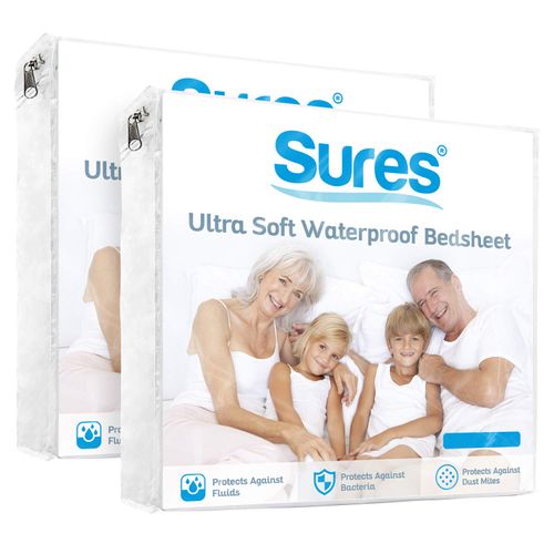 Sures Waterproof Mattress Protector - California King Size Bedsheet - Fitted Machine Washable Bed Sheet -Vinyl Free Bedwetting Cover Pad - for Kids, Adult, Elderly