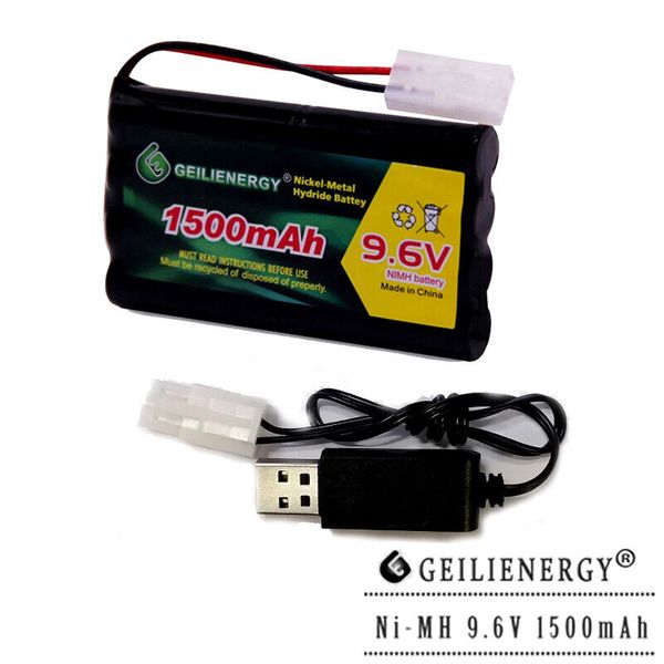 1pcs 9.6V 1500mAh NiMH Rechargeable Battery 8AA Pack For RC Cars Boats +1pcs USB