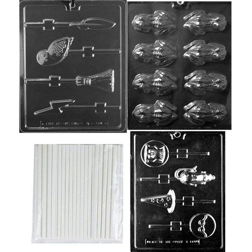 Frog Chocolate candy mold, Owl, Harry The Potter Wizard Assorted Lollipop, Feather, Broom, Bolt Wizard Lollies Chocolate Candy Mold, +50 STICKS