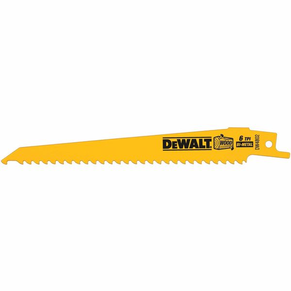 DEWALT Reciprocating Saw Blades, Taper Back, 6-Inch, 6 TPI, 5-Pack (DW4802)