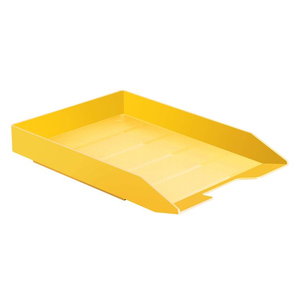 Acrimet Stackable Letter Tray Front Load, Letter Size, Plastic, Solid Yellow Color, 1 Unit