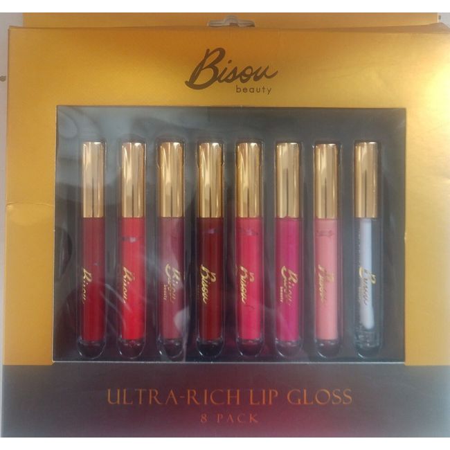 Bisou Beauty Ultra-Rich Lip Gloss 8 Pack - Brand New ~ Free Shipping