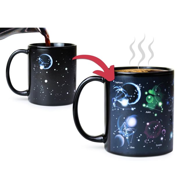 MUGGISS Heating Discoloration Coffee Cup, 12 Constellations Birthday Gifts Men Christmas Gifts Husband, Present All Space Weird, Stars, Planets, Sky, Obsessed With Astronomy