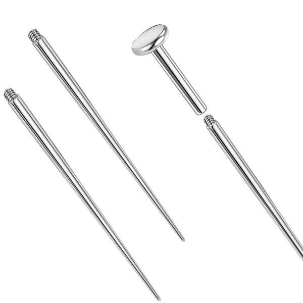 14g/16g/18g ASTM F136 Titanium Piercing Taper Insertion Pin for Internal Thread Tragus/Helix/Lip/Nose/Helix/Piercing Jewelry Cartilage Earrings Labret Nose Studs Stretcher Assistant Tool