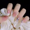 24 Pieces Rainbow Cute Peach Girly Nails For Taking Photos, Weddings, Coming-of-Age Ceremonies, Parties, After-Parties, False Nails, False Nails, Nail Tips