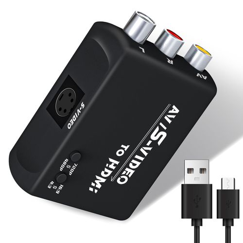 WNNZVCC S Video to HDMI Converter, AV to HDTV Converter, Composite to HDMI Converter, CVBS Video Audio Adapter Compatible for PAL/NTSC for TV/PC/PS1/PS2/ STB/Xbox/VHS/VCR/DVD.(Black)