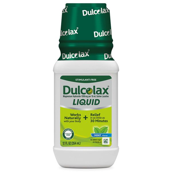 Dulcolax Liquid Laxative, Stimulant Free Laxative for Comfortable Relief, Mint Flavor, 12 oz.