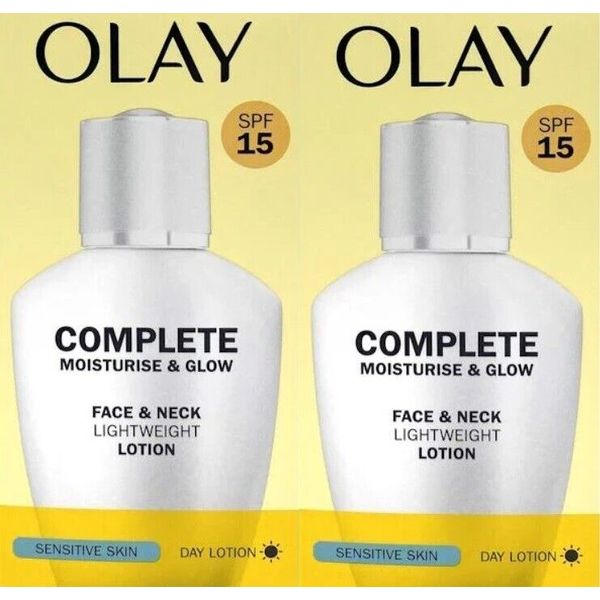 2 Olay Complete Lightweight 3in1 Moisturiser Day lotion Sensitive SPF 15 100ml