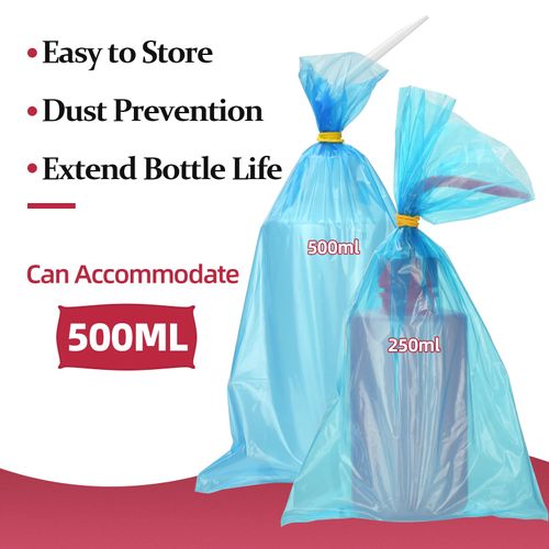 ATOMUS 100pcs Tattoo Bottle Bag Tattoo Squeeze Wash Bottle Covers Sleeve 15x25.6cm with 250ml Lab Bottles Eyelash Water Bottle