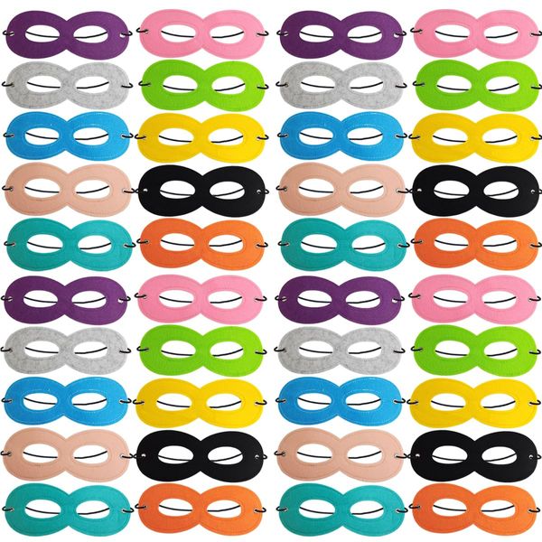 TIHOOD 50PCS Superhero Masks Felt Masks Eye Masks Half Masks Party Masks Kids Mask with Elastic Ribbon for Party, Masquerade, Halloween, Multicolor