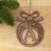 Laser cut Christmas tree bauble decoration: Letter J