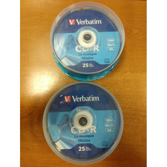 2 Packs of 25: Verbatim Music 96155 52X CD-R 700MB NEW -  2B