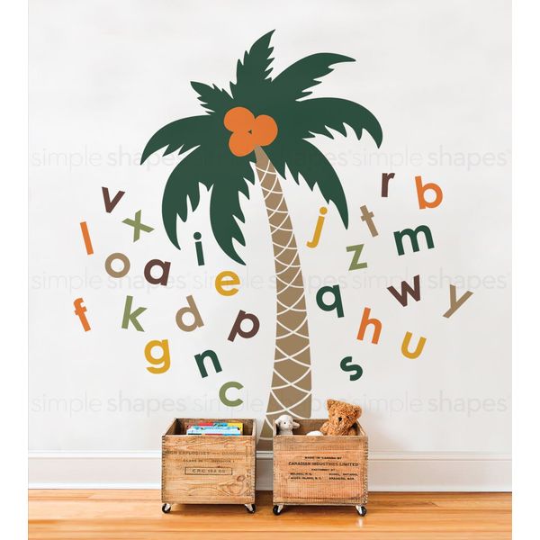 Simple Shapes Alphabet Palm Tree Wall Decal (Scheme C)
