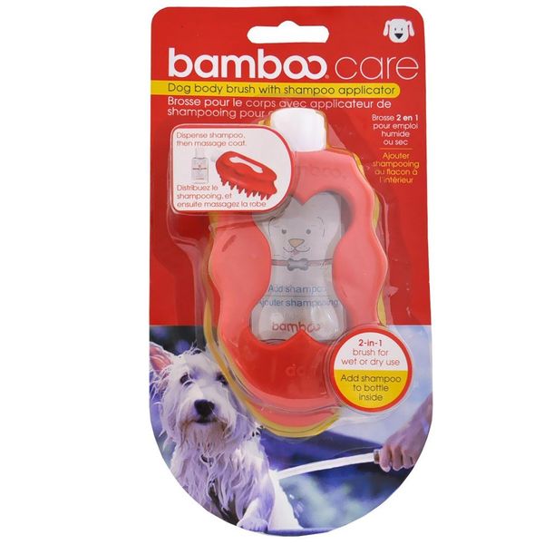BAMBOO Dog Body Brush with Shampoo Applicator