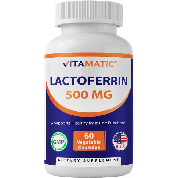 Vitamatic Lactoferrin 500mg, 60 Vegetable Capsules - Promotes Healthy Immune Function*