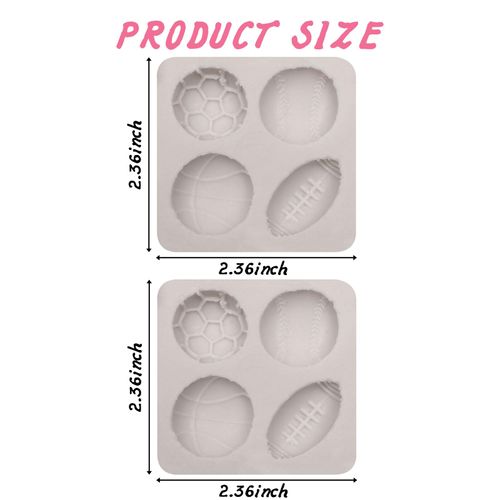 Ball Cake Silicone Molds Football Basketball Baseball Rugby Soccer Silicone Molds for Chocolate Sugar Candy Sports Ball Theme Cake Decoration DIY CakPudding Ice Cream Set of 2