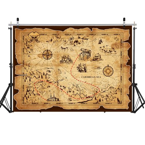 WOLADA Pirate Treasure Map Backdrop 5x3FT 12448