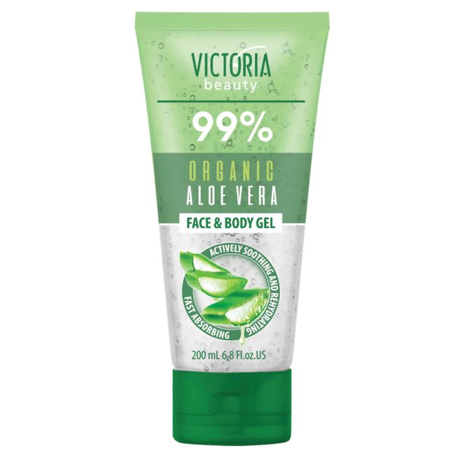 Victoria Beauty - Aloe Vera Gel 99% Organic, Feuchtigkeitscreme für Gesicht und Körper, natürliche After Sun Pflege (1 x 200 ml)