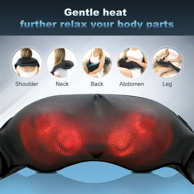 Electric Neck Back Massager Heat Shoulder Leg Kneading Massage