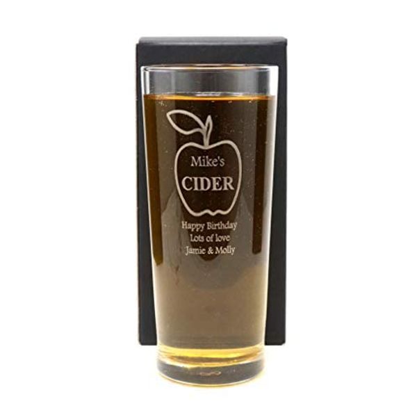 Regalo Personalised Engraved Pint Glass - Apple Cider Design (Cardboard Gift Box)