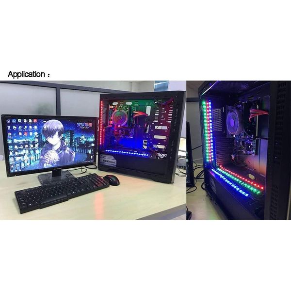 DS LED Light Strip RED Computer Lighting with Magnetic for PC Case Lighting Kit (2Pack,30CM, Molex Connector, S Series，Red)