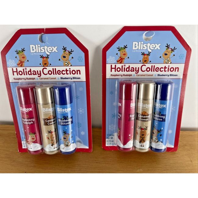 NEW SEALED 2X 3 Pack Blistex Lip Balm-Chapstick Raspberry, Caramel, Blueberry