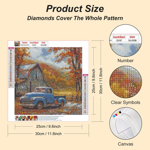 Acudotr Truck Diamond Painting Kits for Adults, 5D DIY Diamond Art Kits for Beginners, Full Drill Diamond Painting Kits for Home Wall Decor, 12x12 Inch