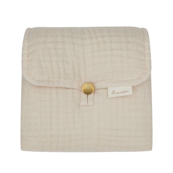 LEEVJE® Wickelunterlage für Wickeltisch & Unterwegs [100% BAUMWOLLE] - Wickelunterlage in Beige - Wickelkommode Unterlage - Wickeltischauflage aus Stoff Abwaschbar - Wickelmatte - Baby Changing Mat