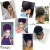 8inch Black Afro Puff Drawstring Ponytail Extension Synthetic Short Curly Hair Wig Hair Puff Bun Updo Hairpieces Afro Kinky Curly Ponytail with Two Clips