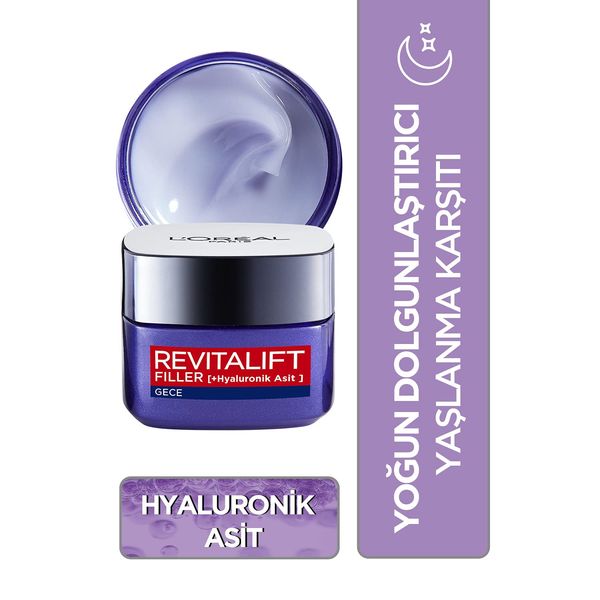 L’Oréal Paris Revitalift Filler Yoğun Dolgunlaştırıcı Yaşlanma Karşıtı Gece Kremi - Hyaluronik Asit (50 ml)