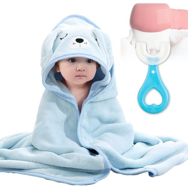 DKDDSSS 2PCS Hooded Baby Towel, Wearable Hooded Towel for Boys Girls, Baby Bath Towel Soft Absorbent, Blanket for Baby Boy and Girl, Perfect Baby Gift, Blue